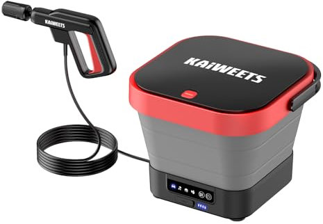 KAIWEETS Idropulitrice Portatile 15 Bar con Ugello 5 in 1, Serbatoio Schiuma, Tanica 12 L, IPX5 Impermeabile, 4 Livelli di Pressione, Ricarica USB-C – Campeggio, Escursioni, Giardino