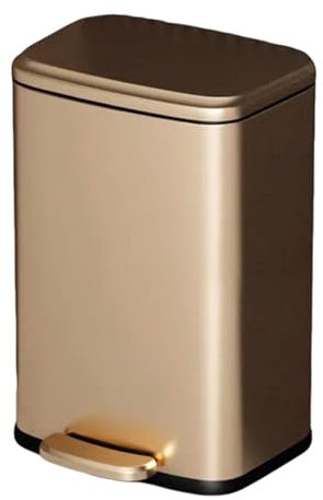 Poubelle Cuisine 13L, Poubelle À Pédale en Métal avec Couvercle, Grande Et Haute,avec Couvercle À Fermeture en Douceur, Seau Intérieur, en Acier(Champagne)