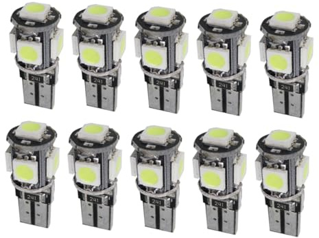 BESTOYARD Luces Led T10 Para Coche 10 Unidades Sin Error Ultrafinas 5050-5sm Luz De Posición Lateral Distribución Panorámica Baja Consumo Vehículo Automóvil