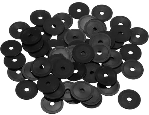 QUARKZMAN 55Pcs Arandelas Planas De Nylon M5 Arandela Lisa 5mm DI 15mm DE 1mm De Espesor Espaciadores De Plástico Para Tornillos Tuercas Reparación De Fontanería Grifos De Jardín, Negro