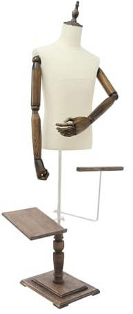 Schneiderpuppe Männliche Schaufensterpuppe mit Hosenhalter und Schuhhalter, 1.35-1.8m Höhenverstellbar Torso-Körper Kleiderform