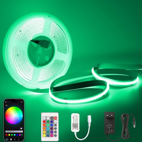 Lam(MS)pen Tira LED COB WIFI de 10M, 24V Smart RGBW tira LED flexible, 672 LED/m de alta densidad COB con controlador y fuente de alimentación, LED interior para armario, dormitorio, armario