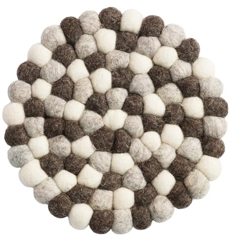 Phantomon Handgefertigter Wollfilz-Untersetzer, 20 cm, rund, Filzkugel, hitzebeständig, Topflappen für Küche, Esstisch, handgefertigte Matte