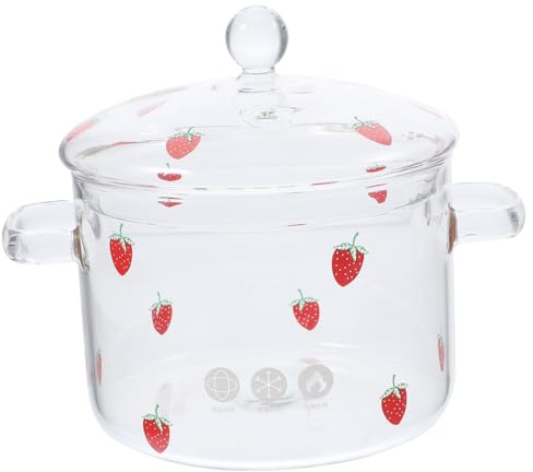 Alipis Olla de Vidrio de Borosilicato Resistente con Tapa y Asas Dobles para Cocina Doméstica Apta para Perol y Batería de Cocina Capacidad Diseño Transparente Fácil de Limpiar