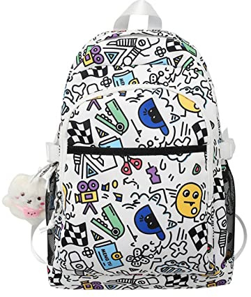 Whoasyst tonåringar laptop ryggsäck studenter graffiti kvinnor stor kapacitet flickor – nyhet mönster college flickor graffiti studenter söt skolväska kvinnor stor kapacitet, Färg, 44W / 38L