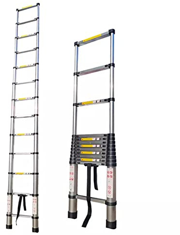 CLSDRZC Robuste Teleskopleiter, 8 m/ 7 m/ 6,2 m/ 5 m/ 4,2 m/ 3,8 m/ 2,6 m hoch, professionelle klappbare Teleskopleiter für Dach, Wohnmobil, Dachboden, Zuhause im Freien, Tragkraft 150 kg