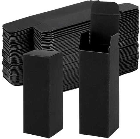 BENECREAT 100 Stück Geschenkbox Aus Papier 3.2x3.2x9.2cm Rechteckige Pappschachtel Für Gastgeschenke Verpackungsbox Für Ätherische Ölflaschen Geburtstag Hochzeit (Schwarz)