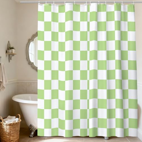 AUYAO Tenda Doccia 180 x 180 CM, Tenda per Doccia Impermeabile Polyester, Antimuffa, Senza Trapano, con 12 Anelli, Orlo Ponderato, Tende Vasca da Bagno per Casa Hotel
