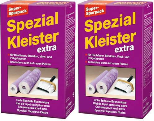 Baufan Extra Spezial-Kleister Super Sparpack 1kg I Kunstharzverstärkter Tapetenkleister mit hoher Klebkraft für Rauhfaser & schwere Tapeten (Packung mit 2)