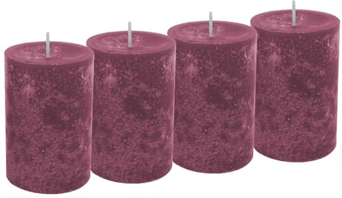 Unbekannt 4 Stumpenkerzen Kerzen Erika Beere Pink Violett Adventskranz Weihnachten Tischdeko Deko