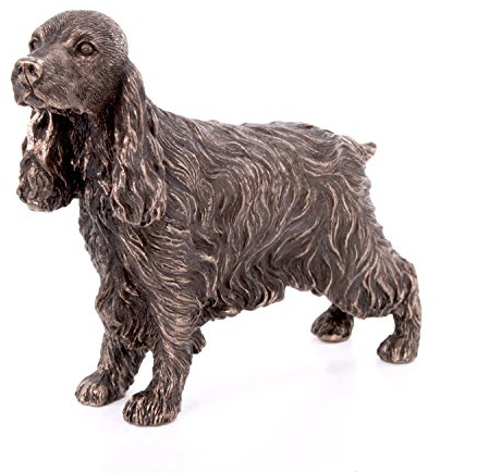 Cocker Spaniel Standing Small Cold Cast Bronze Statue Sculpture Dog Pets Gift Idea H9cm