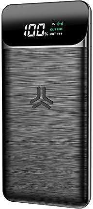 MYYING ELE Qi Wireless Power Bank 10000mAh Fast Charging Wireless Charger External Battery Pack with LED Display, 4 Output, 18W Power Delivery and Dual Input for Qi Enabled Smartphones Devices, Black
