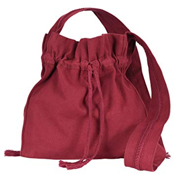 Battle-Merchant Mittelalter Umhängetasche für Damen und Herren aus Baumwolle | Schultertasche oder Schulterbeutel aus Canvas | Karneval Pilgertasche aus Stoff diverse Farben (Weinrot)