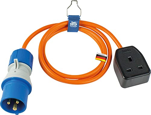 as - Schwabe CEE-Adapterleitung UK 1,5 m - British Standard - 660488 | Camping Adapter Großbritannien - UK Verlängerung Typ G - CEE-Stecker mit powerlight Spannungsanzeige 230V, 16A, 3-polig, IP44