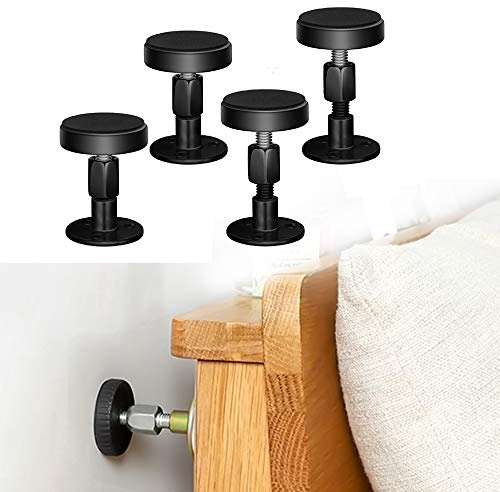 Krisler Anti-Shake-Werkzeug für Bettrahmen mit Gewinde, verstellbar, Kopfteilstopfen, Anti-Shake-Werkzeug für Betten, Schränke, Sofas, 4 Stück, 30-68 mm (Schwarz)