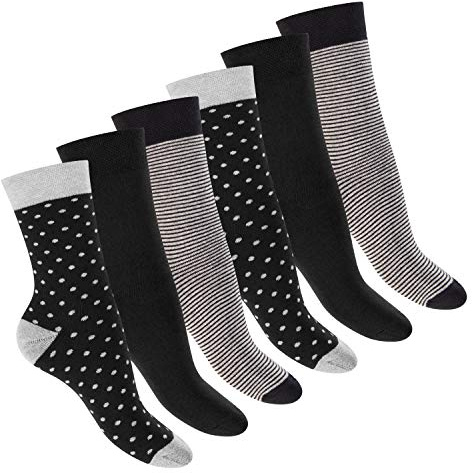 Footstar - Calcetines de invierno para mujer (6 pares) Black Mix. 39-42