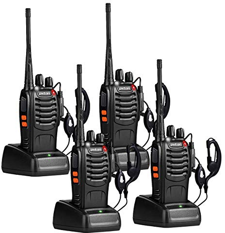 pxton Walkie Talkies Long Range for Adults with Earpieces,16 Channel Walky Talky Rechargeable Handheld Two Way Radios with Flashlight Li-ion Battery and Charger（4 Pack）