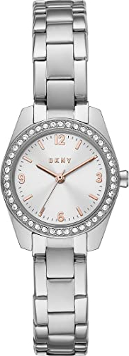 DKNY Damenuhren Nolita, Dreizeiger Uhrwerk, 26mm Silbernes Edelstahlgehäuse mit Edelstahlarmband, NY2920