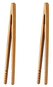 I-MART Bamboo Toaster Tongs 7 Inch Set of 2, Wooden Toast Tongs for Small Kitchen Use, Bagels, English Muffins, Waffles, Tea Bags, Pickles and Charcuterie Serving