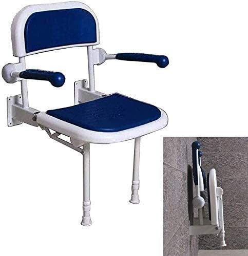 Asiento de Ducha abatible montado en la Pared Asiento de ducha plegable, silla de ducha montada en la pared con pata ajustable, capacidad de 300 lb for personas mayores, discapacitados, use taburete d