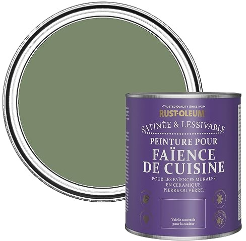 Rust-Oleum abwaschbare Küchenfliesenlack in grün mit Seidenglanz Finish - Buchsbaum 750ML