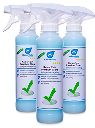 KaiserRein Universal Premium Glanz Versiegelung 3x 250 ml Glasversiegelung, Sprühglanzversiegelung, Kunststoffversiegelung, Schnellkonservierung, Lackversiegelung Dusche Auto Fenster