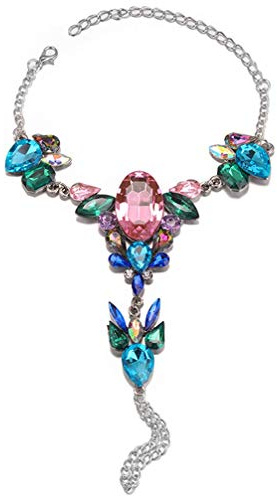 Barfuß-Sandalen, Fußkette, Fußkettchen, Körperschmuck, übertriebener Kristall, Punk-Fußkettchen, bunt, hervorragende Qualität, mittelgroß, andere