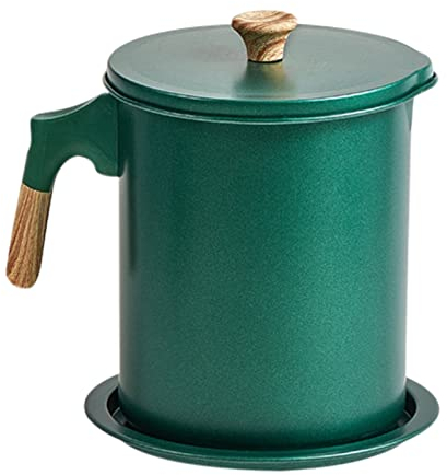 JINGAN Aceite Cocina 1,4 L, Recipiente Grasa Tocino Acero Inoxidable con Colador Malla - Lata Aceite Cocina para Aceite Cocina Usado, Grasa Y Aceite para Freír