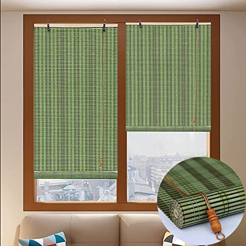 DUYULIANG Bambusrollo Retro Bambus Rollo Jalousine Blau Grün Orange, Solide Und Stabil, Sichtschutz Geschützten Überdachten Außenbereich Schmücken Und Beschatten, Passt Genau Ins Fenster, Anpassbar