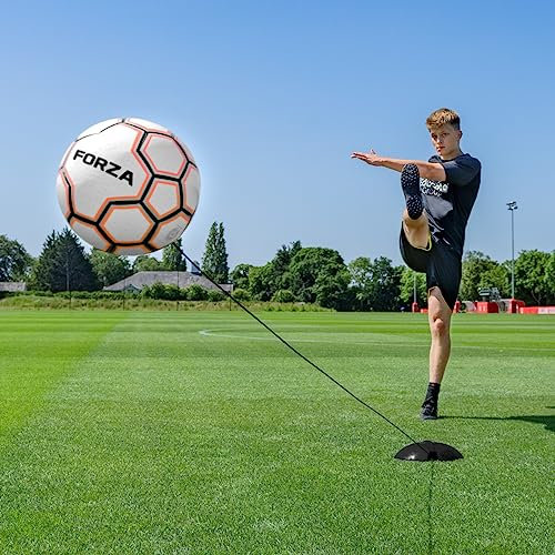 FORZA Solo fotboll returtränare fotboll | hållbar elastisk sladd | perfekt för soloträning (med bas, storlek 5)