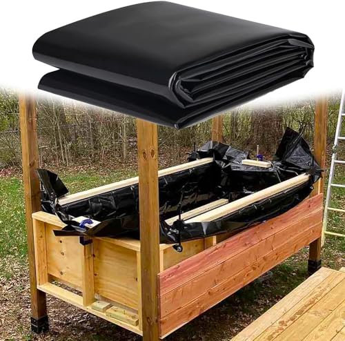 MISKYN Teichfolie Schwarz HDPE 2X4m 2X10m 3X8m 7X10m 9X10m, UV-Beständig, Schwimmteich Folie Gartenteich Teichplane, Für Teichbau, Garten- Und Teichzubehör,3 * 6m