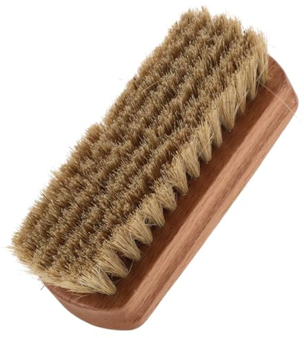 PACKOVE Pig Hair Shoe Brush with Hardwood Handle for Boot and Leather Care Portable Cleaning Brush for Shoe Shine and Polish Buffing