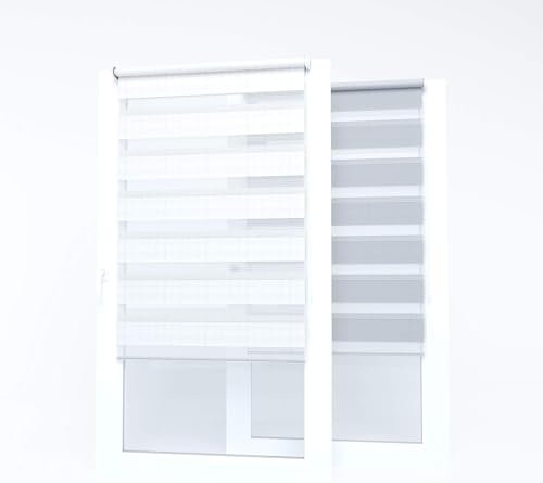 Market-Alley Doppelrollo Klemmfix Rollos ohne Bohren Klemmrollo Duo Rollo Fensterrollo lichtdurchlässig & verdunkelnd für Fenster und Tür (Weiß / 40cm x 220cm / BxH)