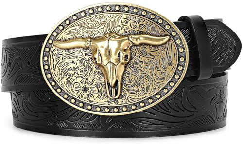 BELTROAD Westerngrütel aus Leder mit Gürtelschnalle für Damen und Herren, Cowboy, Cowgirl, für Jeans, for Wasit 35-38