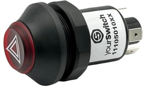 yourSwitch 11105010XX Druckschalter mit Arretierung: Warnblinken 12V kompatibel mit Same Deutz Fahr 06261959, Massey Ferguson VA 191579, Claas, Renault 7700004827, 7704001115, 600010320