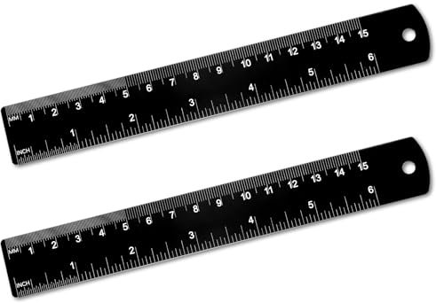 Dimeho Metall Lineal 2 Stück 15cm Edelstahl Lineal Metalllineal Doppelseitenskala Stahlmaßstab mit Zentimetern Millimetern Zoll und Umrechnungstabelle für Studenten Maschinisten und Zeichnen (Schwarz)