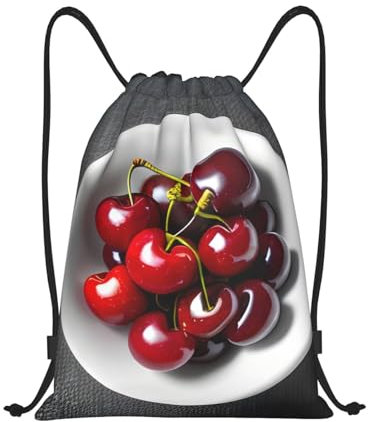 Tunnelzug Gymsack Frischer Kirschdruck Stoffbeutel Faltbar Turnbeutel Für Damen Erwachsene Gymnastikbeutel, Für Yoga, Schule, 36x42cm