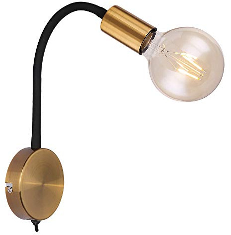 Vintage Wand Leuchte gold schwarz Eddison Lampe beweglich Strahler