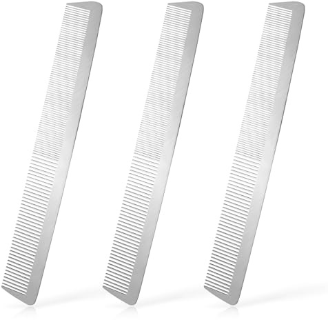 Metal Comb, 3 Pcs Stainless Steel Hair Combs Barber Combs Professional Hair Cutting Combs Hair Styling Hairdressing Comb Hair Styling Comb Travel Comb Salon Metal Combs for Hair Women Men