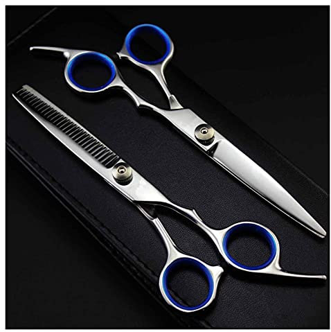 GUHPZA Forbici per Capelli da 6 Pollici, Forbici per Sfoltire E Modellare, Forbici per Parrucchieri in Acciaio Inossidabile, Lame con Denti Piatti Regolari, Forbici per Tagliare I Capelli