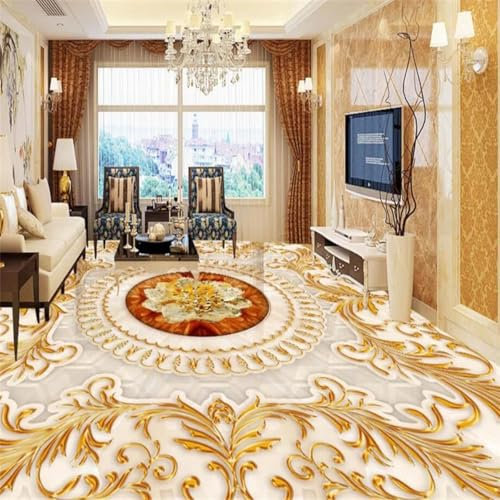 YUSENHUA Selbstklebende PVC Bodenfliesenaufkleber 3D Wandbild Gold Rose Marmor Wohnzimmer Badezimmer Wasserdichte Dekoration Tapetenkunst