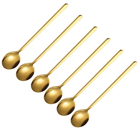 CIYODO 6pcs Stainless Steel Spoons Long Handle Mixing Spoon for Coffee Stirring for Serving