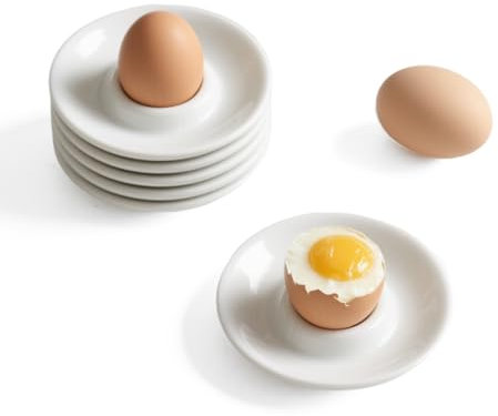 ORAGKE Set di 6 Porta Uova in Plastica Alimentare, Portauova per Uova Sode e Alla Coque, Porta Uovo Infrangibile, Atossico, Portauovo per Microonde e Lavastoviglie, Colazione e Brunch, Bianco
