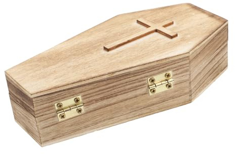Kisangel Kleiner Sarg Schmuckschatulle Aus Holz Mit Deckel Tragbare Halloween Schmuckbox Für Ohrringe Und Halsketten Party Dekoration