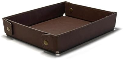 Magracy Vassoio in pelle PU per uomo e donna, organizer per cassetti da scrivania, vassoio portaoggetti per gioielli, monete, telefono, occhiali, chiavi, orologio, portafoglio, caffè, marrone