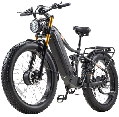 BURCHDA Doppelter Motor 95/190 Nm E Bike für Herren Damen mit 48V 30Ah Akku | Bis zu 160 km, 26x4 Zoll Elektrofahrrad 7-Gang Schaltung E-Mountainbike mit Hydraulische Vierkolbenbremse Vollfederung HC26