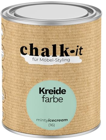 chalk-it Kreidefarbe 750ml (16) Minty Icecream Möbel Farbe Shabby Chic Holzlack Natur Vintage Look Möbellack Erfüllt EN71-3 Sicher Kindermöbel Spielzeuge