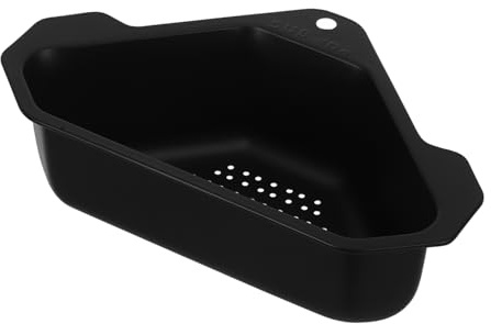 EXHUMKY Cesta De Drenaje del Fregadero Cocina y Colador De Esquina Triangular 304 Acero Inoxidable Resistente Negro Multifuncional para Lavar Frutas y Verduras