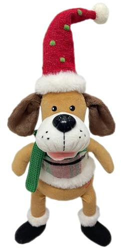 Singender & Tanzender Weihnachts-Hund mit Musik – 50 cm Große Weihnachtsfigur | Bewegliche Deko mit Sound & Schalter | Batteriebetrieben (3X AA)