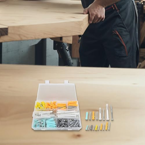 Kit complet de 300 pièces de vis autotaraudeuses et d'ancrage pour cloison sèche pour un montage mural fiable avec une organisation facile et une boîte de rangement